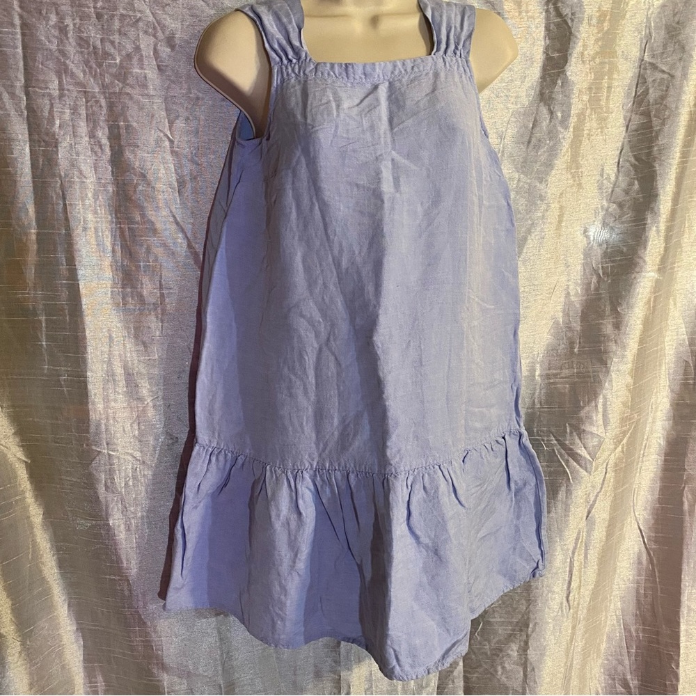 Loft Petite light blue linen/viscose dress SZ SP, GUC, lightweight ruffle hem